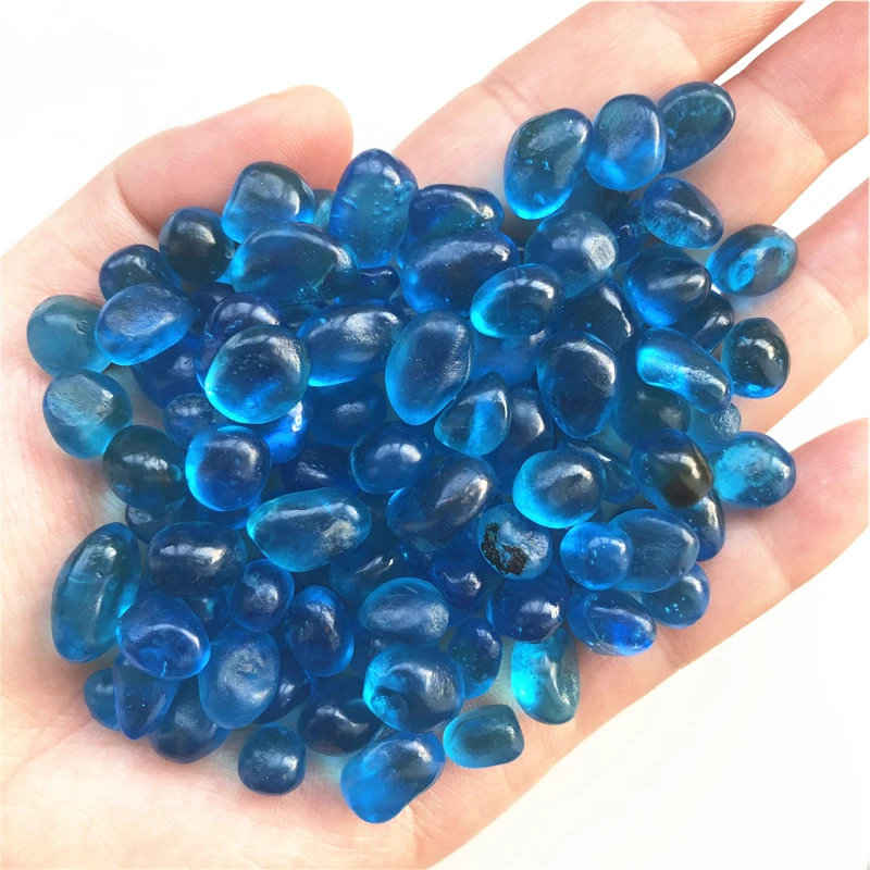 50g K5 Sea Blue Glass Gravel Coloured Glaze Crystal Buddha Aquarium Fish Tank Natural Quartz Crystals 8-12mm