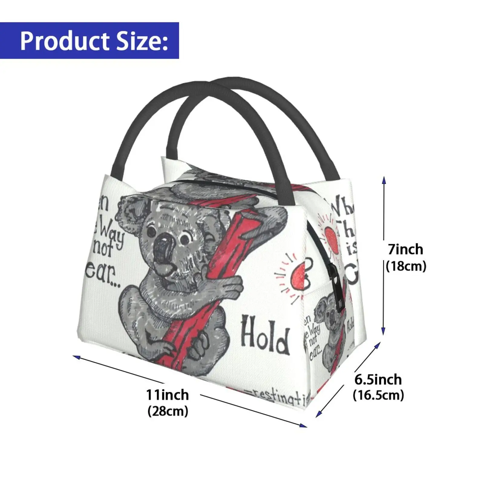 Cooler Lunch Bag Picnic Bag Hold On Koala Koala Bear Hold On Peace Love