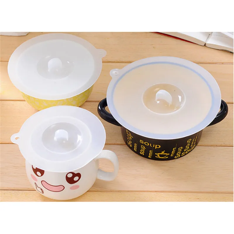 Safe FDA Grade Silicone Water Drinking Cup Lid Anti-dust Bowl Cover Cup Seals Glass Mugs Cap White Cup Cover Heat-resistant