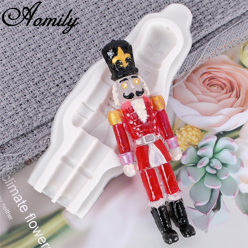 Aomily 3D Cartoon Nutcracker Fondant Silicone Mold Candle Sugar Craft Tool Chocolate Cake Mould Kitchen Baking Decorating Tool