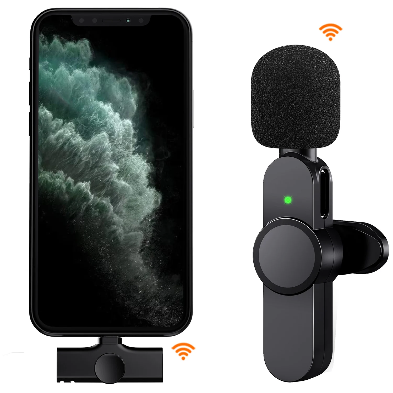 ميكروفون لاسلكي صغير Lavalier مجموعة لمهايئ أندرويد Type-C مع ميكروفون بلوتوث للتحكم عن بعد لتسجيل الفيديو