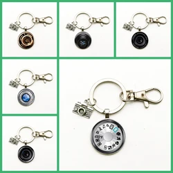 Hot Fashion Photographer Retro Lens Women Men Keychain Gift Bag Charm Creative Glass Convex Keyring Jewelry Camera Lens Pendant