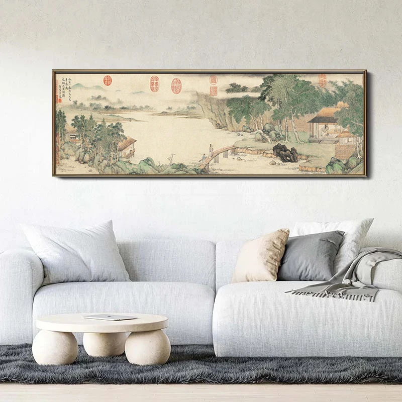 Traditonal Chinese Style Mountain and River Canvas Painting Hall for Office Living Room Home Decor Poster Print Wall Art Picture