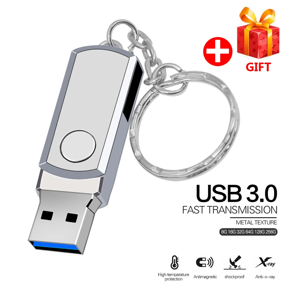 

New Metal USB 3.0 USB Flash Drive Rotation Pen Drive 16GB 32GB 64GB 128GB 256GB Pendrive USB 3.0 Flash Drive Memory USB Stick