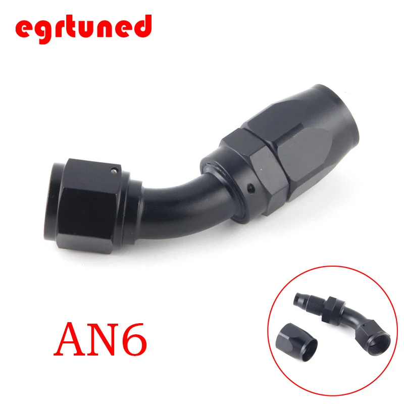 AN6 Straight 45 90 180 Degree Oil Fuel Swivel Hose End Fitting Oil Hose End Adaptor Kit Black JT41