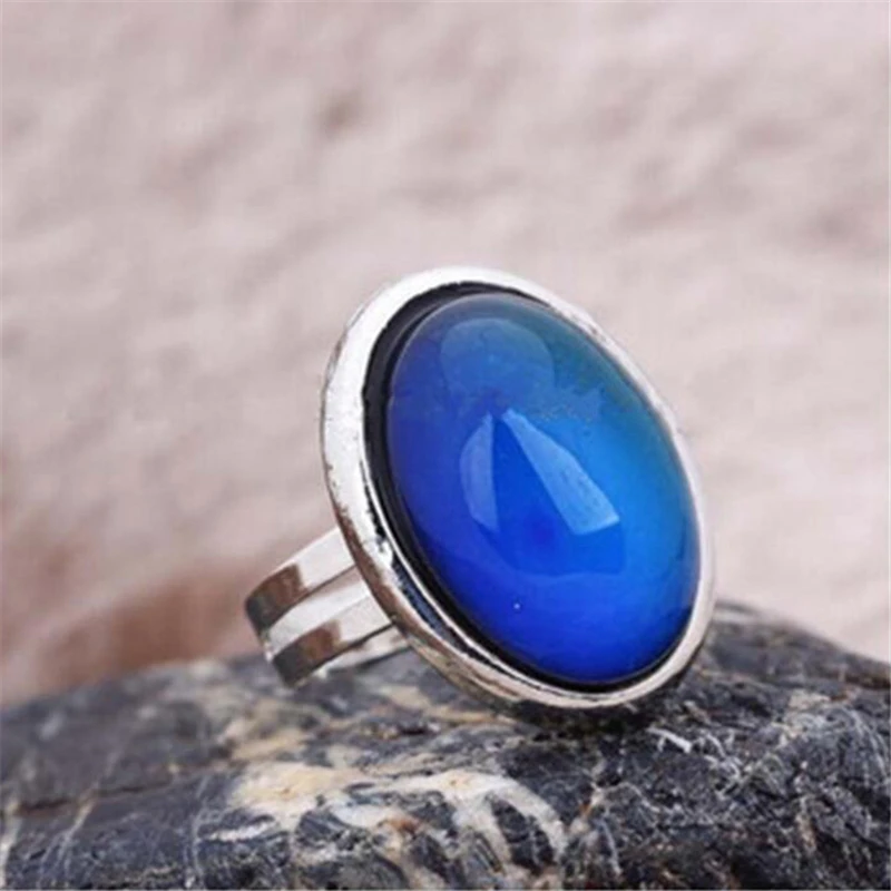 Crystal Changing Color Mood Ring Temperature Emotion Feeling Adjustable Size Gifts Event Party Supplies Jewelry For Women Men