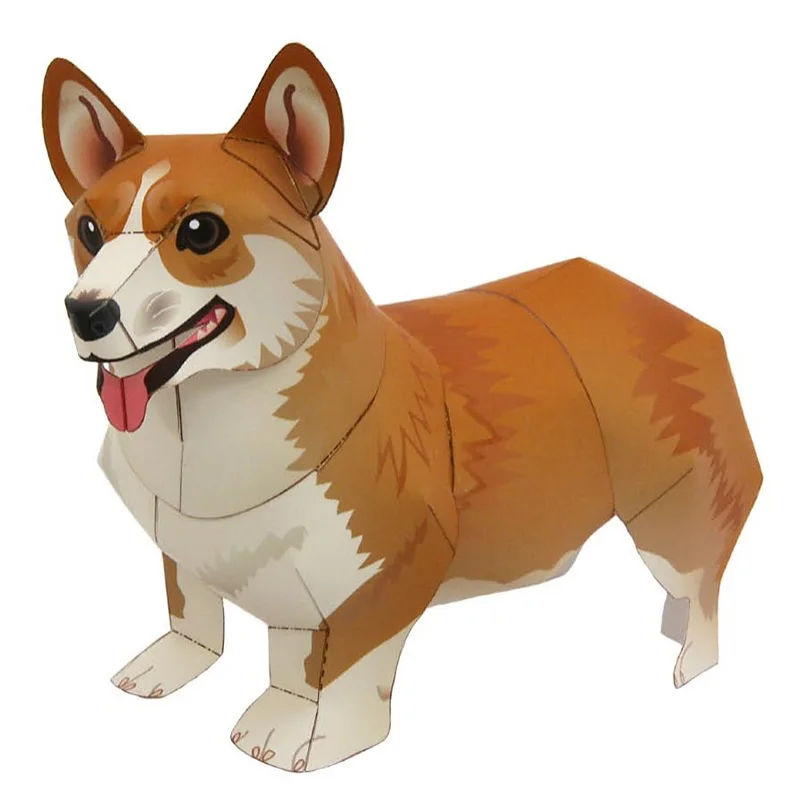 Welsh Corgi Pembroke Dog Handmade Origami Art Mini Cute 3D Paper Model Papercraft Animal DIY Kids Adult Craft Toys QD-019