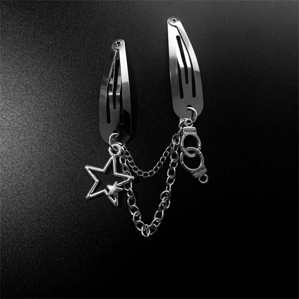 Punk Gothic Y2K Retro Hair Clips For Girls Harajuku Dark Spider Butterfly Skull Fashion Metal Chain Hairpin Accessories