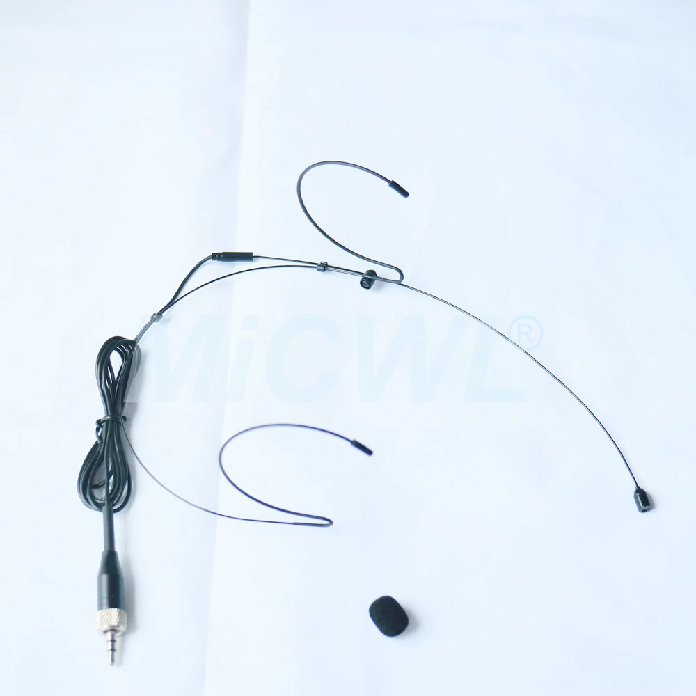Mikrofon słuchawkowy z podwójnym zaczepem na ucho do kieszonkowego systemu bezprzewodowego Sennheiser SK100 G2 G3 G4 z blokadą 3,5 mm