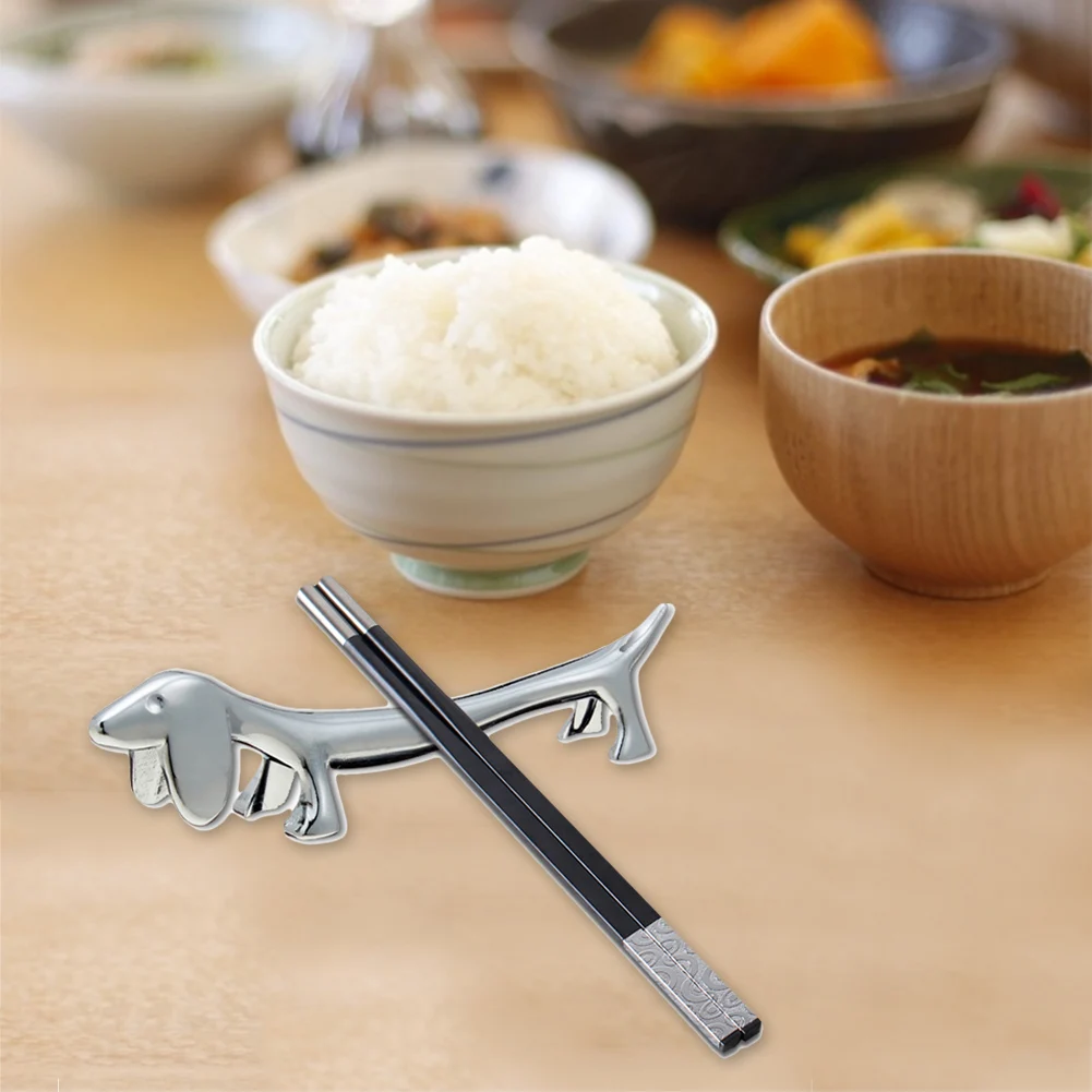 Dog Shape Chopsticks Holder Stainless Steel Chopsticks Rest Kitchen Gadgets Cutlery Shelf Table Decoration masterly