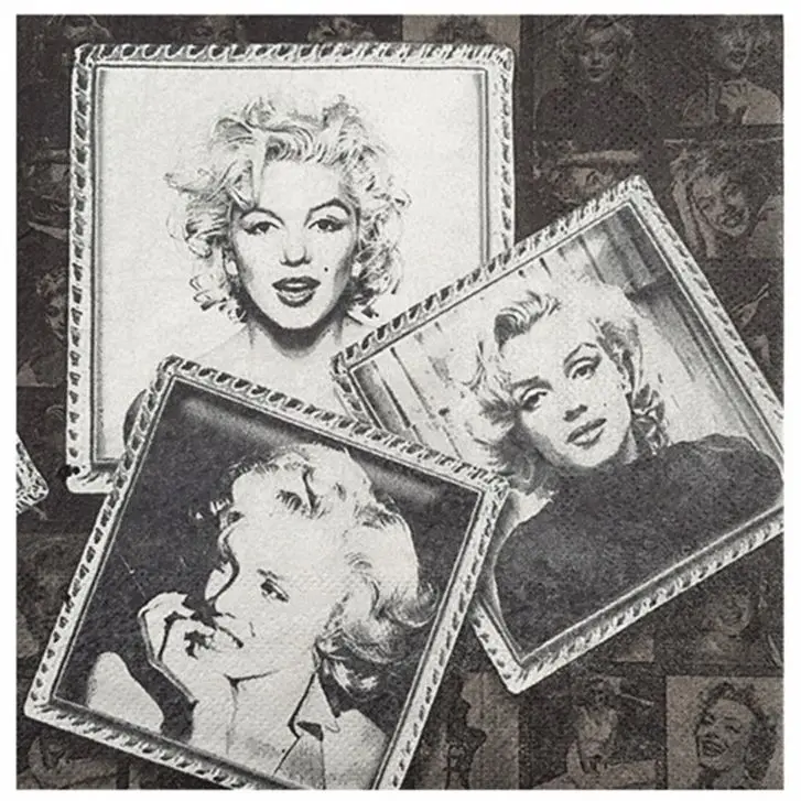 Vintage Napkin paper tissue black and white Marilyn Monroe decoupage wedding birthday party serviettes lunch decor oils crafts