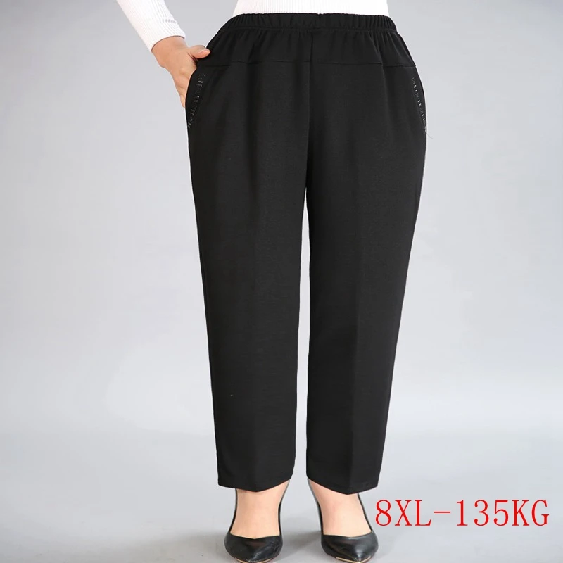 

Autumn large size high elastic pants 4XL 5XL 6XL 7XL 8XL fashion elastic waist casual high waist trousers