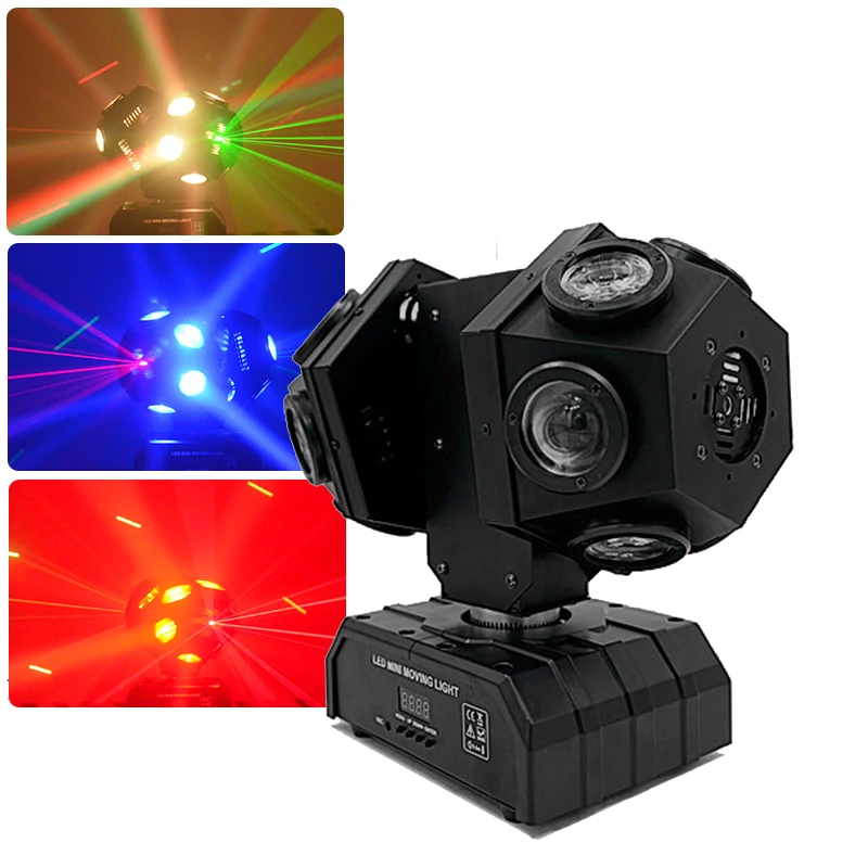 DMX DJ Stage Lighting Laser Projector 12x10W RGBW LED Beam Moving Head Light with Laser Effects for Disco Xmas Dance Party