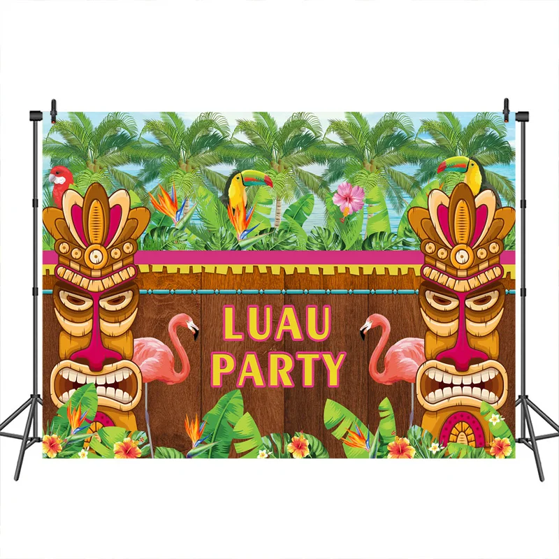 

Mocsicka Party Backdrops Luau Party Flamingo Parrot Jungle Background Birthday Baby Shower Pattern Custom Background for Photo