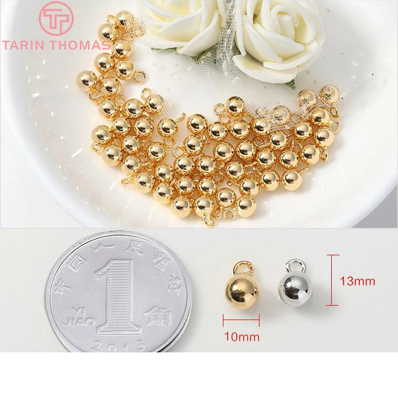 (7052)12PCS 4x7MM 5x8MM 6x9MM 8x11MM 10x13MM 24K Gold Color Plated Brass End Beads Small Round Beads for Jewelry Making Findings