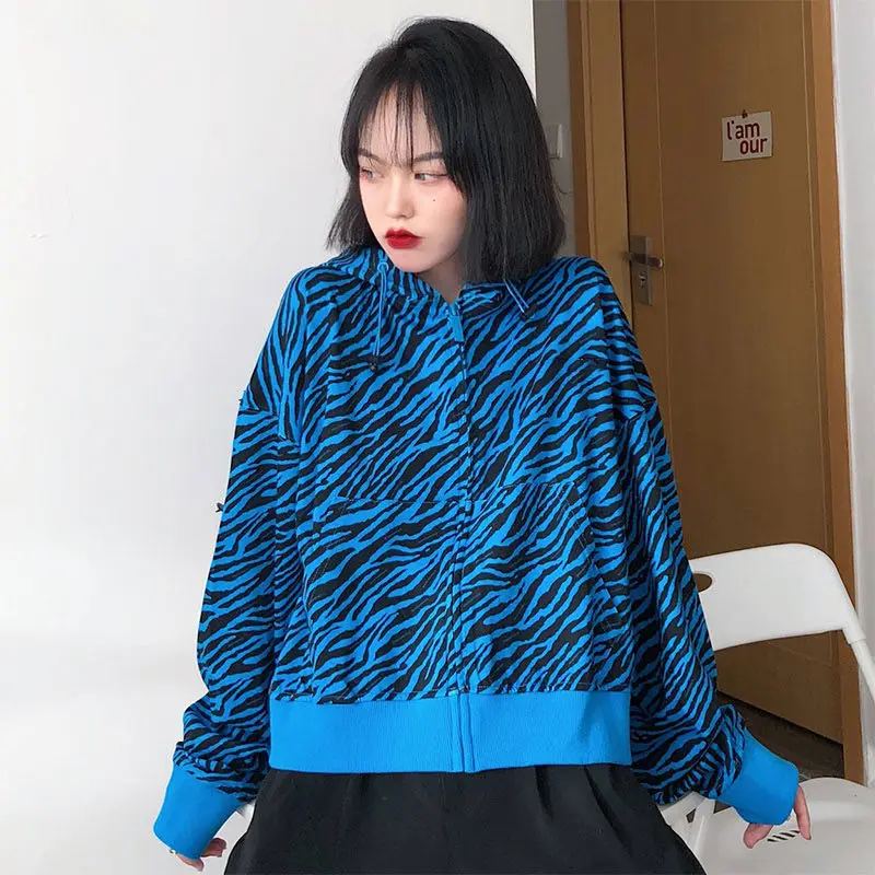 Women Basic Jackets Zebra Pattern Loose Spring Autumn Chic All-match Outwear Street Students Cozy Vintage Korean Style Ins Retro