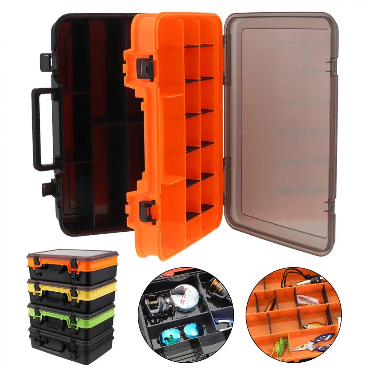 

39cmx28cmx12cm Multifunction Fishing Tackle Boxes Double Sided Thicken Portable Large Fishing Reel Line Lure Tool Storage Box