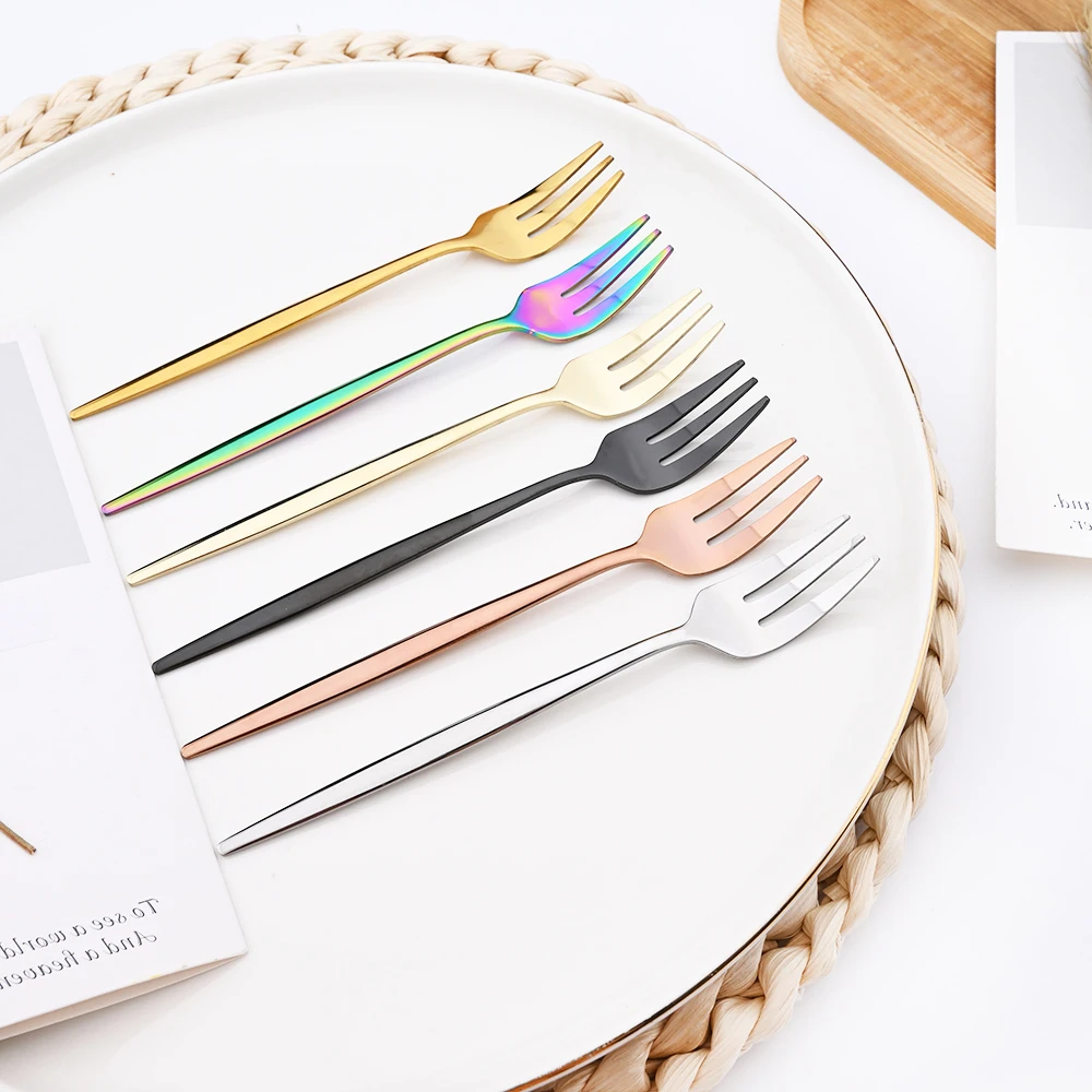 Dinnerware 6/12/18/24 Pieces Stainless Steel West Tableware Fruit Fork Sign Small Fork Cake Dessert Fruit Fork Kitchen Accessory