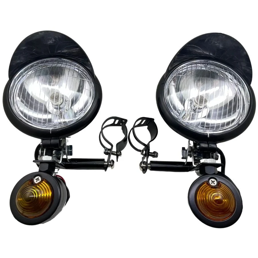 Chrome Black Universal Motorcycle Driving Fog Spot Light 33-43 MM Fork Tubes Motorbike Front Turn Signal Lamp Indicator