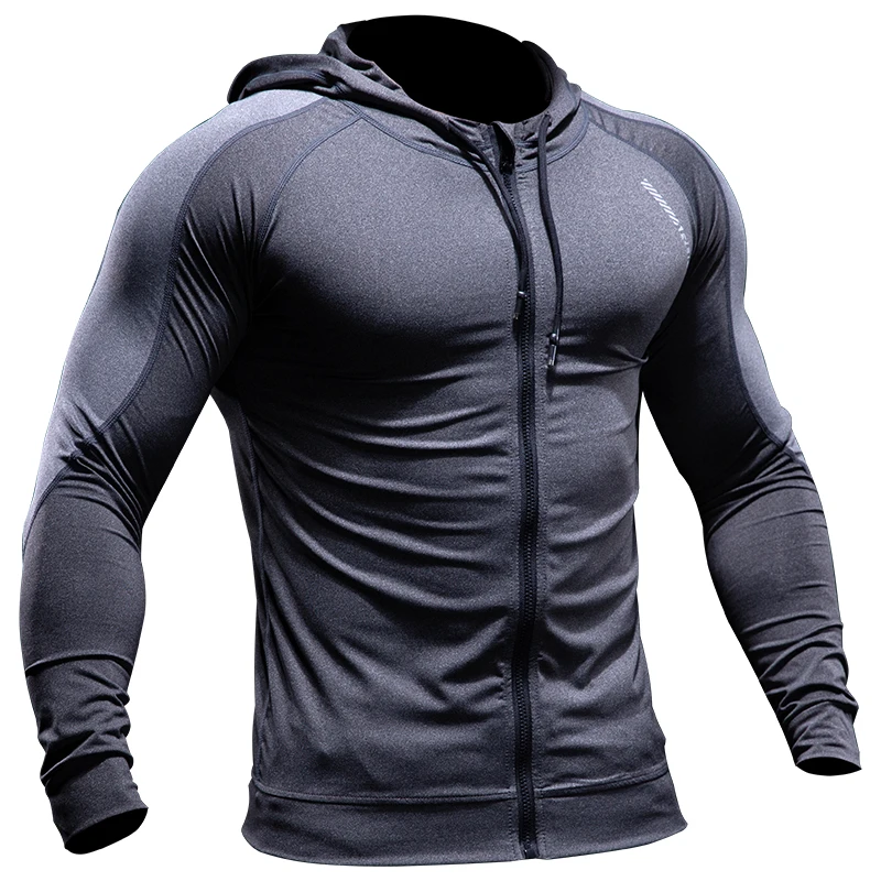 Men Hoodies Gym Sport Running Training Fitness compression elastic bodybuilding Sweatshirt Sportswear Hooded Jacket Hoodies