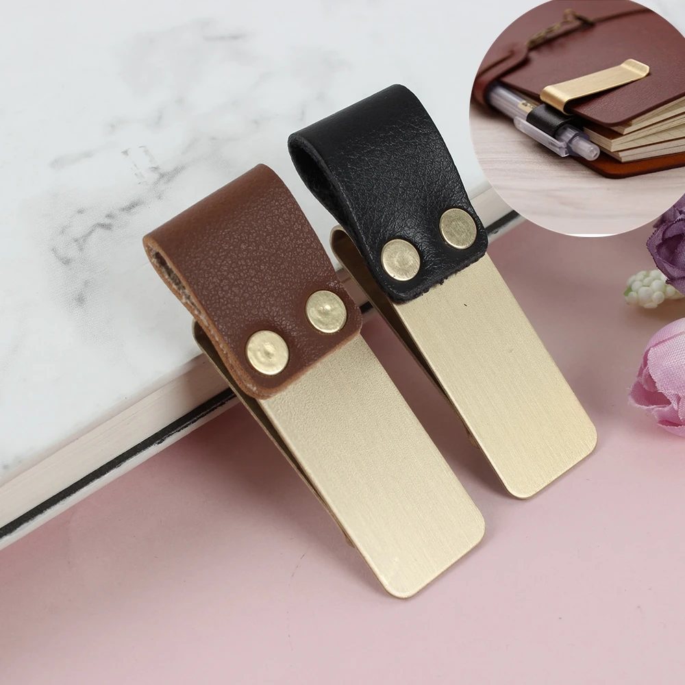 Pen Loop For Notebook Retro Leather Journal Notebook Pencil Holder Bookmark With Metal Clip Clipboards Pen Holder Pen Clip