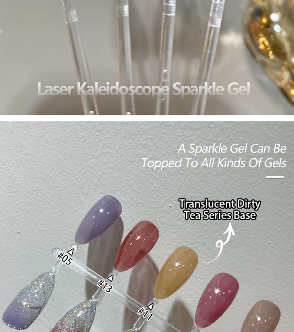 Vendeeni 6 Stück/Set Laser-Glitzer-Gel-Nagellack UV LED Soak-Off Gel-Lack Super-Flash-Gel-Lack Kann mit Jeder Grundfarbe Kombiniert Werden – Detail 7