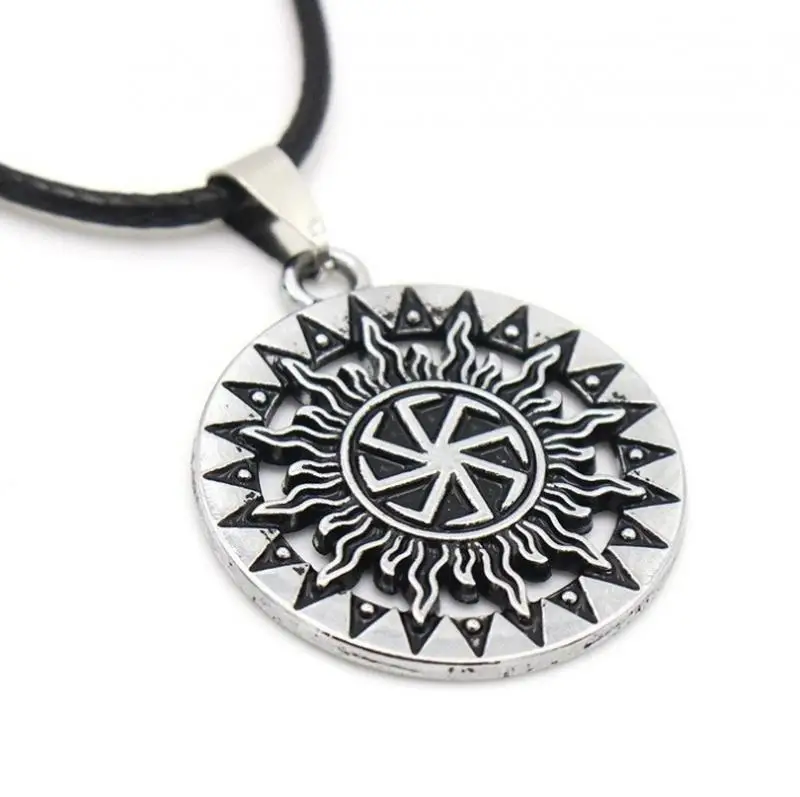 Retro Apollo Sun God Amulet Pendant Slavic Sun Symbol Necklace for Men and Women Trendy Mythology Jewelry Gift