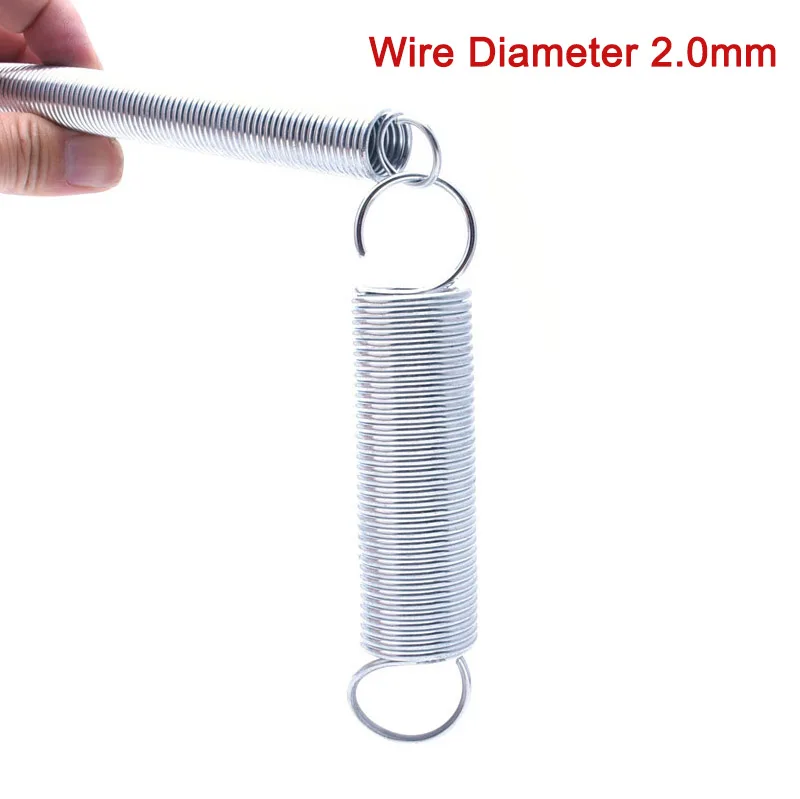 Resorte de extensión de tensión Chapado en Zinc, resorte de gancho abierto, de 2,0mm diámetro de alambre, diámetro exterior de 18mm-22mm, longitud de 60mm-100mm para herramienta de Hardware