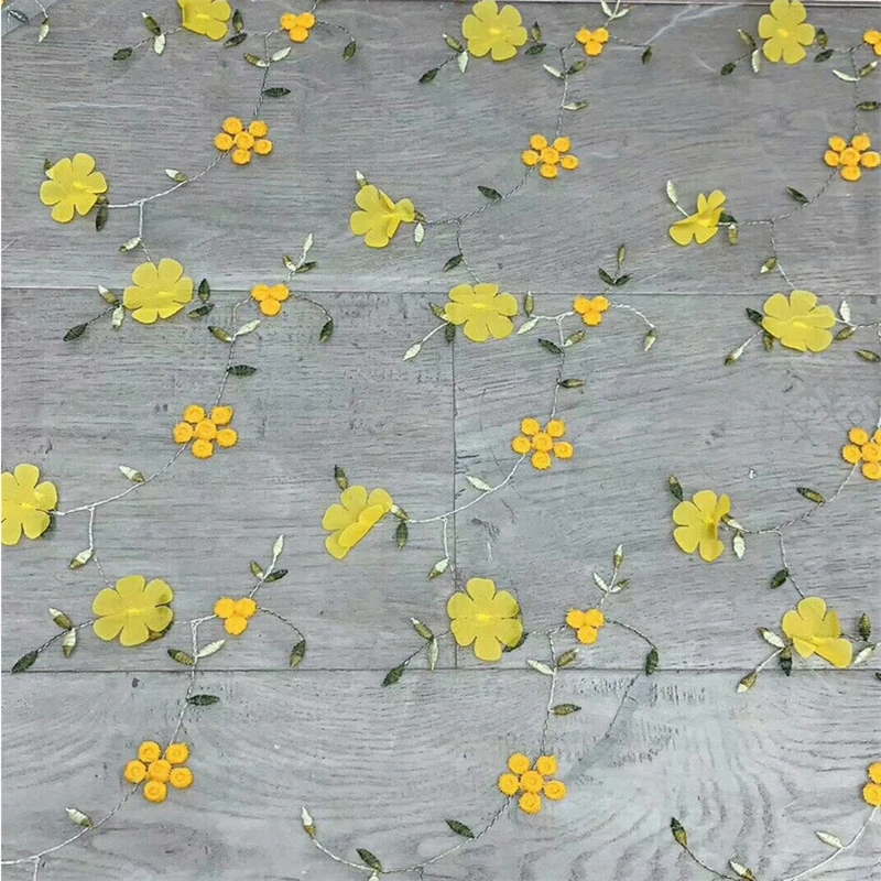 Soft 3D Floral Embroidery Tulle Fabric Mesh Lace Fabric for Dress,Shirts,Wedding,Black,White,Pink,Blue,Purple,Red,by the Yard