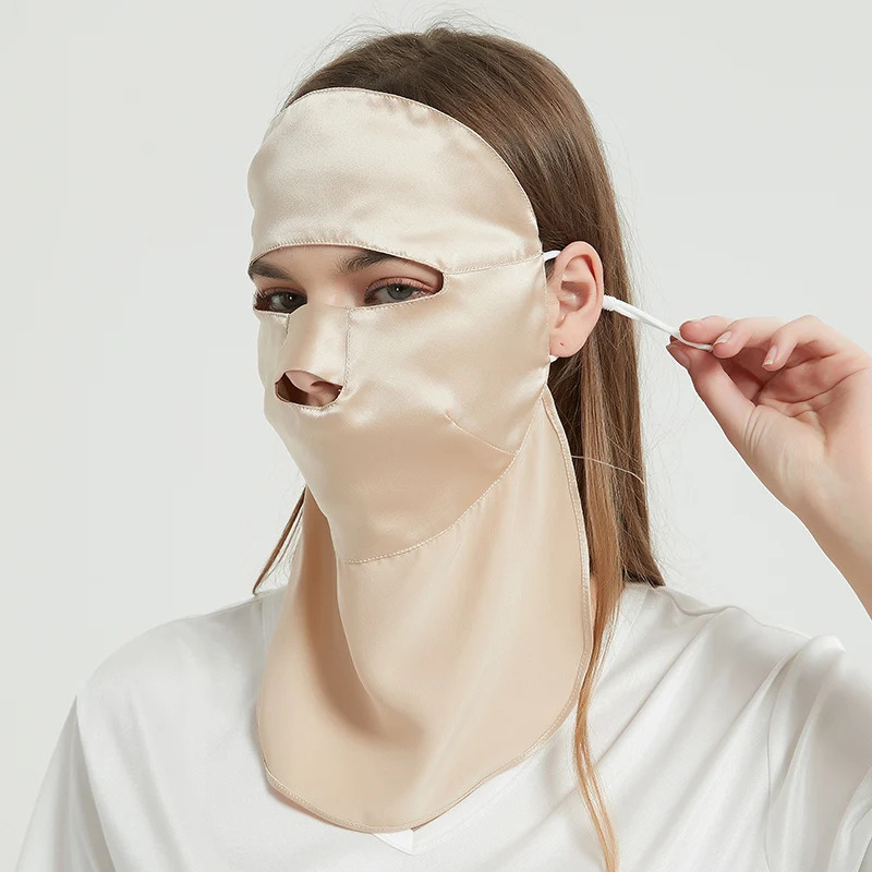 SuyaDream maschera di seta da donna 100% seta naturale protezione UV maschera integrale per adulti per donna e uomo all'aperto