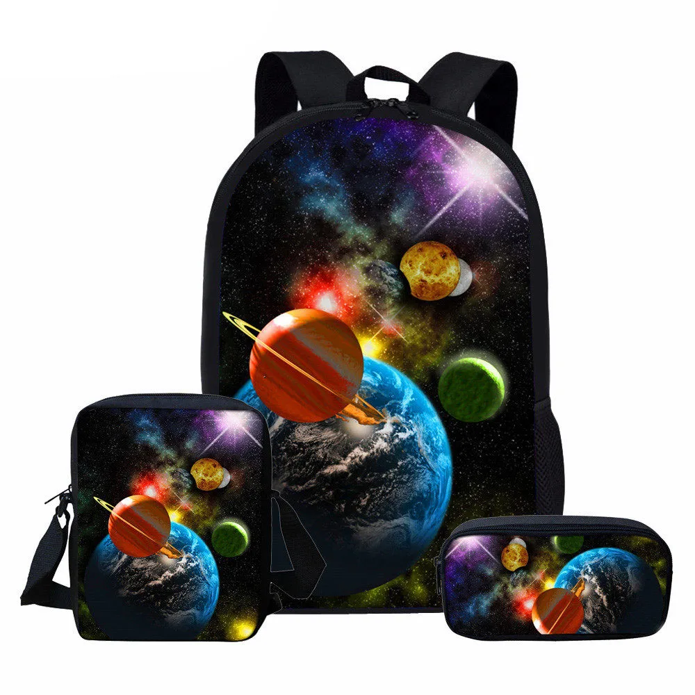 

Cute Galaxy Planet 3D Print Children Backpack School Bag Set Student Satchel Teenager Boys Girls Schoolbag Kids Bag Mochila