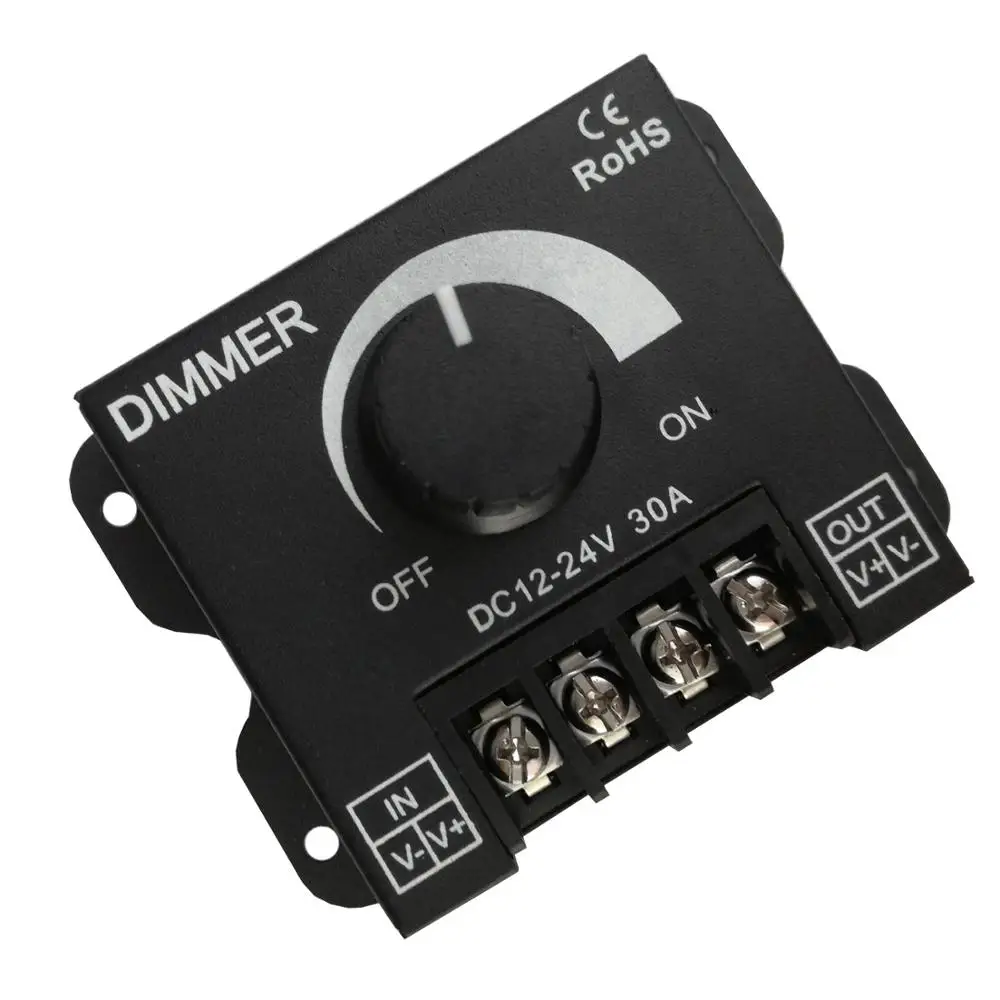 LED Dimmer DC12-24V 30A Stepless Adjustable Switch for Constant Voltage LED Single Lamp