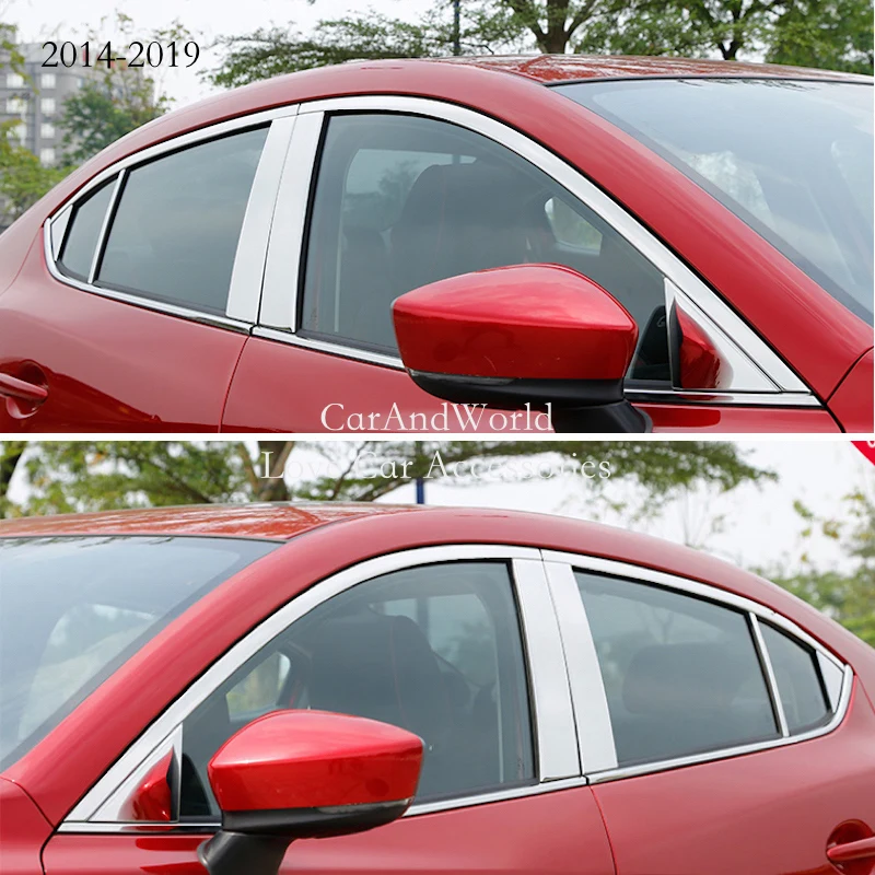 

For Mazda3 Mazda 3 Axela 2014-2025 Stainless Steel Car Full Window Center Pillar Post B/C Body Column Cover Trims Accessories