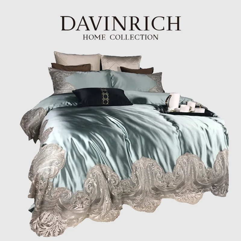 DAVINRICH французское кружевное одеяло 120s Египетский шелк хлопок роскошный европейский стиль бутик Постельное белье Покрывало романтический декор