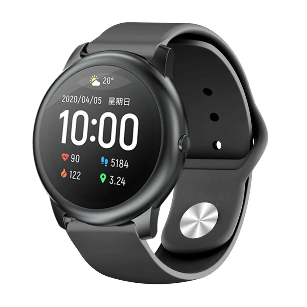 22mm Solid Color Strap Reverse Buckle Silicone Replacement Strap For Haylou Solar LS05 Series