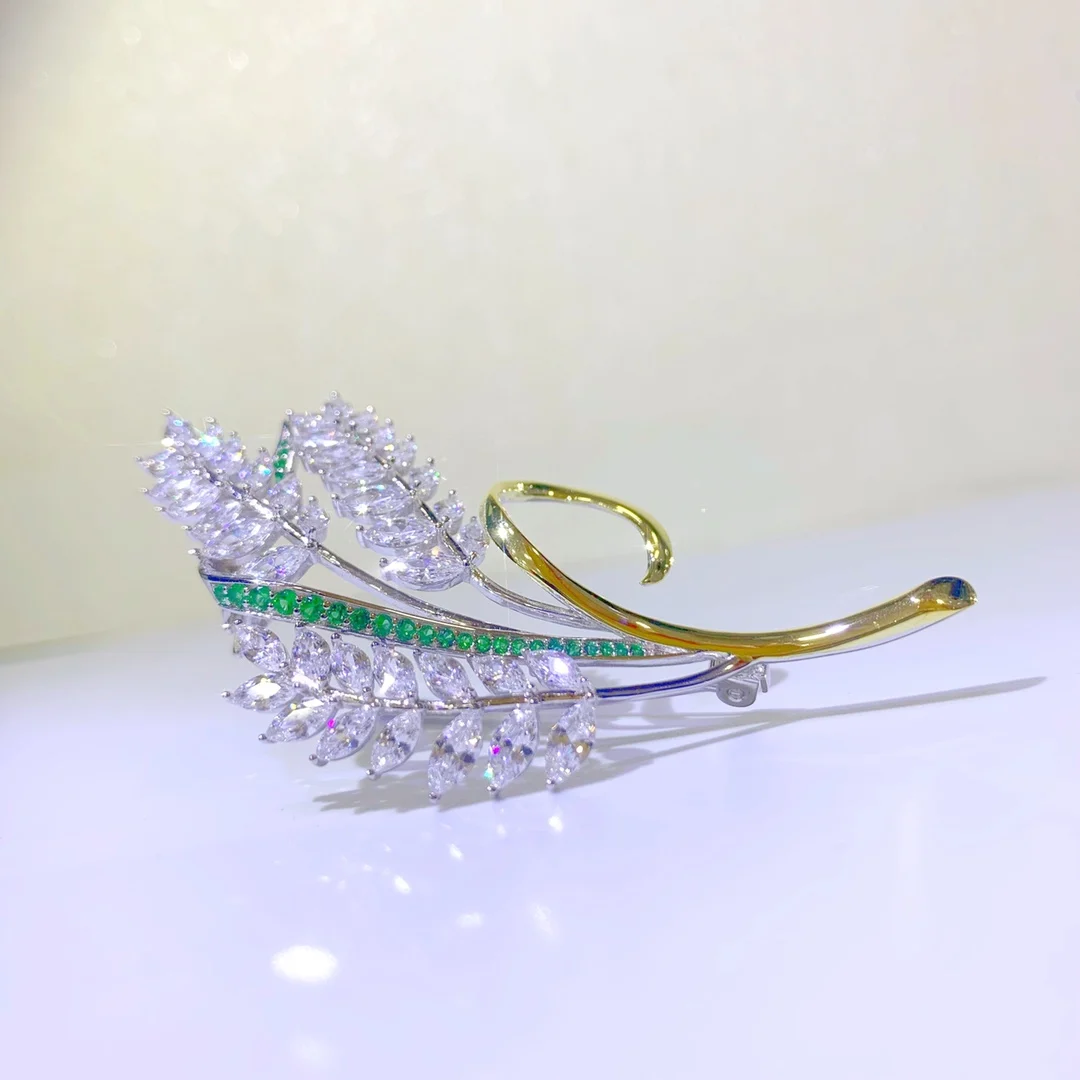 Pirmiana Symbol of a Good Harvest 40x67mm Wheat Ears Brooch S925 Silver Fashion Jewelry Party Gifts Suitable for Daily Wear