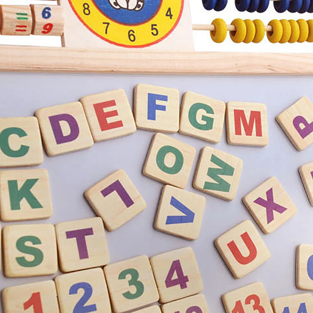 Pizarra magnética de madera para niños, tablero con letras y números, juguete educativo con mensaje de dibujos animados