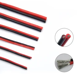 1m 5m 10m DIY Lamp Connector Cable Black Red10 12 14 16 18 20 22 24 AWG 2Pins Ultra Soft Silicone Rubber Copper Electric Wire