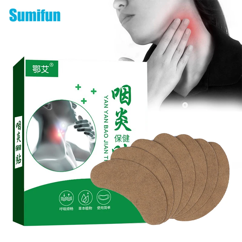 6pcs/box Sore Throat Relief Patch Medical Treatment Chronic Pharyngitis Dry Throats Halitosis Anti Inflammation Herb Plaster