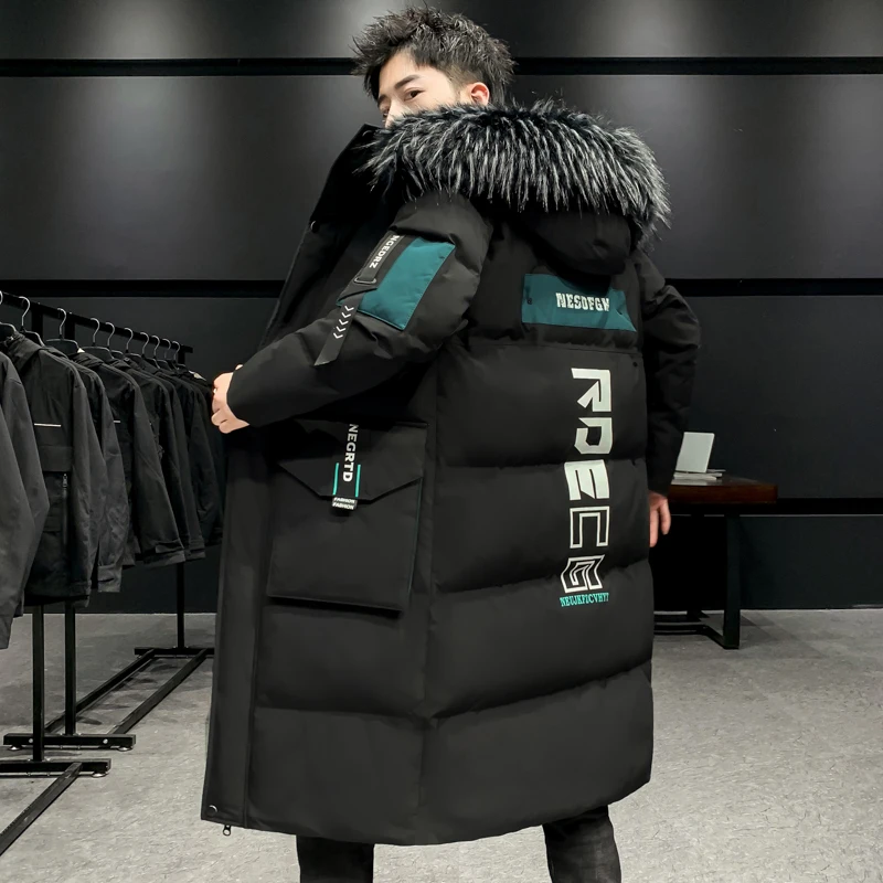 Long Cotton-Padded Coat Male Autumn Winter 2021 Korean Version New Trend Extremely Cold Down Padded Jacket Thickened Warm Coats