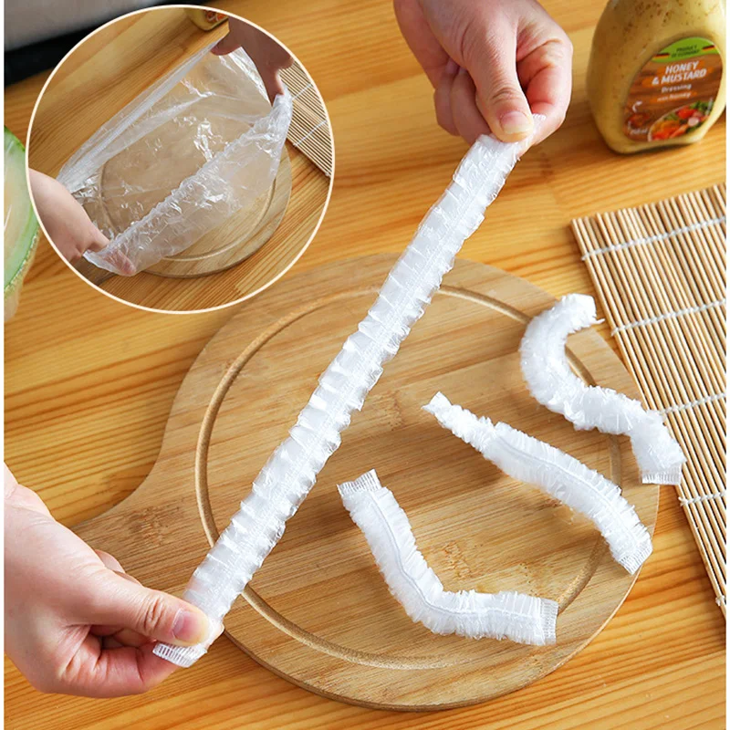 New 100pcs Reusable plastic Bags Food Cover Elastic Stretch Adjustable Bowl Lids Universal Kitchen Wrap Seal Fresh Keeping Caps