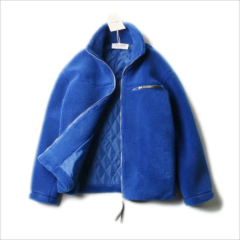 The new winter 2020 thickening easy han edition blue lambs wool coat blue teddy coat