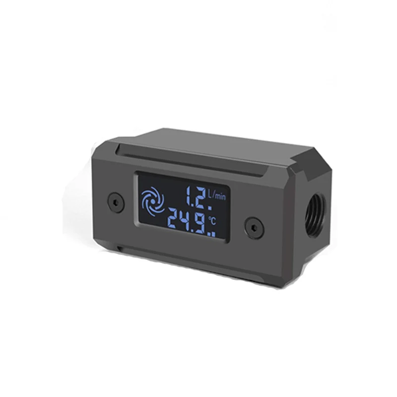 Syscooling water cooling tempreture monitor flow meter LED screen digital display G1/4 thread real time flow meter metal case