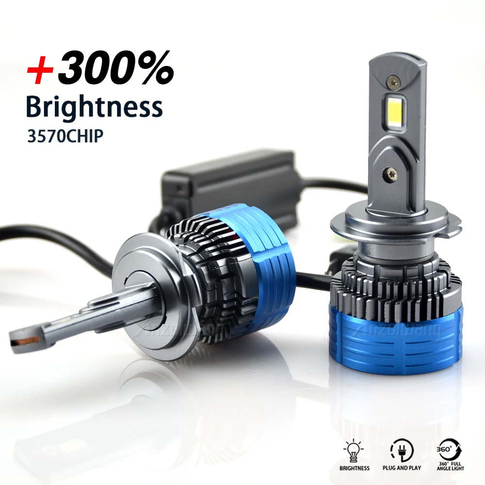 6000K K4C H7 H4 مصباح ليد Bulbs12V سوبر Beight H1 H11 الصمام مصباح تلقائي H13 9004 9005 9006 الضباب ضوء مصباح ل سيارة 80W 25000LM