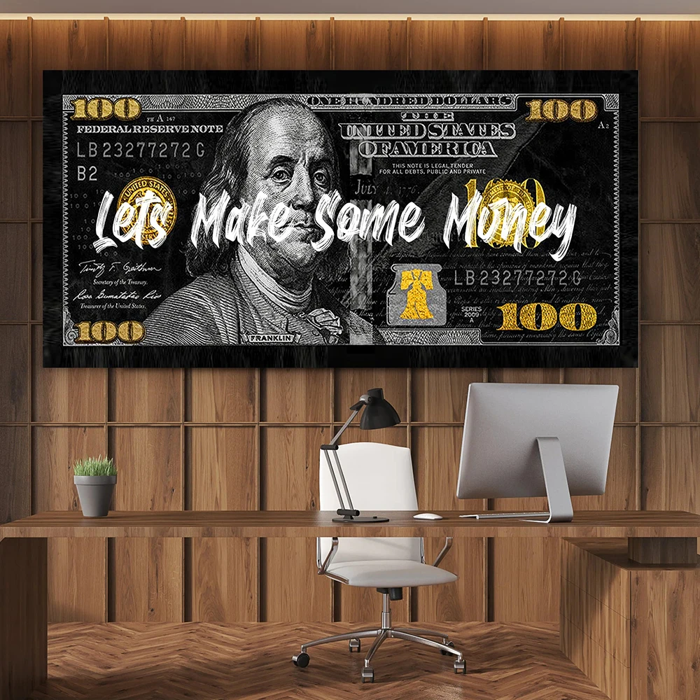 Let's Make Some Money Inspirational Canvas Art Poster Motivational Canvas Print on the Wall Painting for Living Room Home Decor