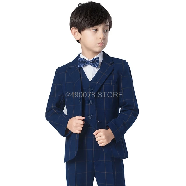 Boys Suit For Weddings Kids Enfant Garcon Mariage Suit Children Formal Jacket Vest pants Tie 4Pcs Tuxedo Dress Clothing Set