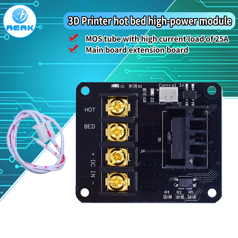 3D Printer Hot Bed Power Expansion Board Heating Controller MOSFET High Current Load Module 25A 12V or 24V for 3D Printer Parts