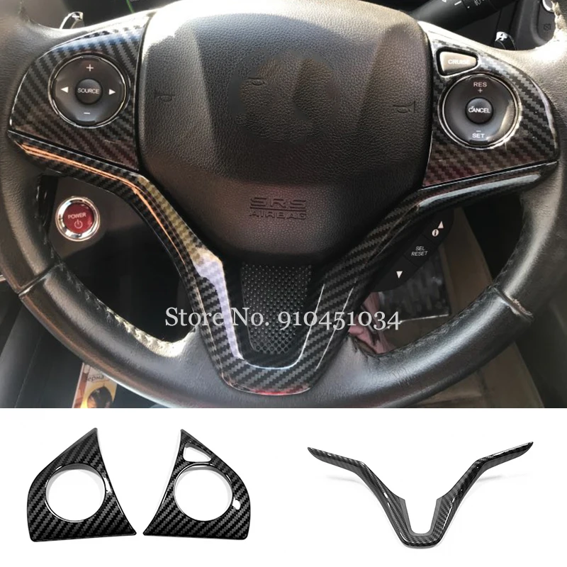 

ABS Carbon Fiber For Honda HR-V HRV Vezel 2015 2016 2017 LHD C949 Car Steering Wheel Cover Trim Inner Sticker Car Styling