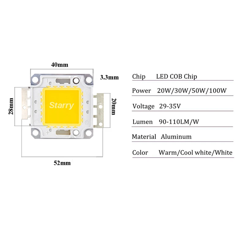 100W COB LED Bulb-Chips Led-Light-Beads Integrated  Square Spotlight droplight floor lamp Warm / Cool white High Power Full-Watt