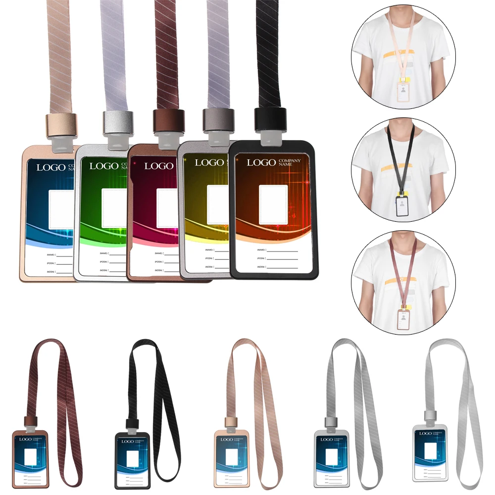 Aluminium Legierung ID Abzeichen Karte Halter Business Security Pass Tag Halter mit Lanyard Arbeit Bus Karte Halter Büro Unternehmen Liefert